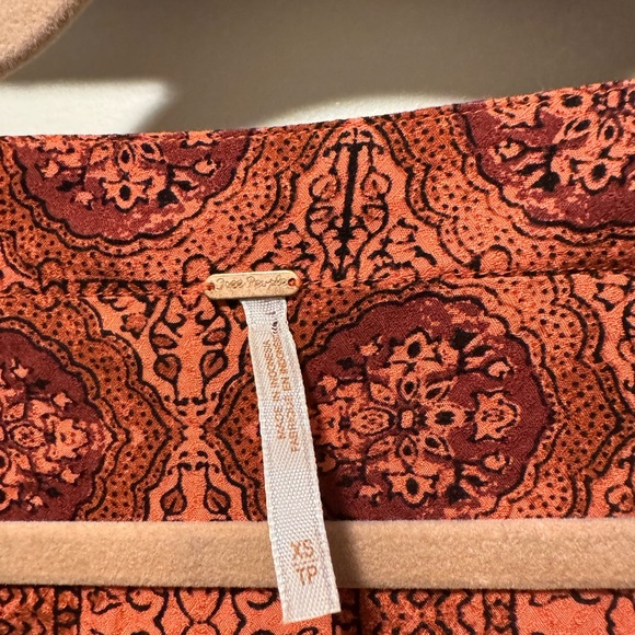 FREE PEOPLE 'time Of Your Life' Tie Front Bell Sleeve Top Blouse XS Coral - Picture 3 of 4